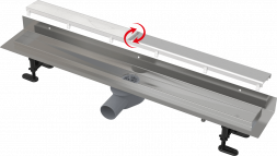 AlcaPlast APZ23-DOUBLE9-750 Водоотводящий желоб с двухсторонней решеткой DOUBLE горизонтальный сток,