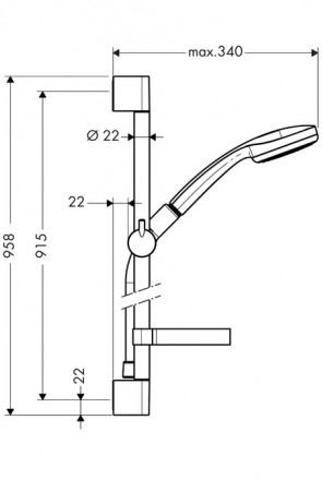 Hansgrohe Croma 100 Mono/Unica&#039;C 27724000 Душевой гарнитур 90 см