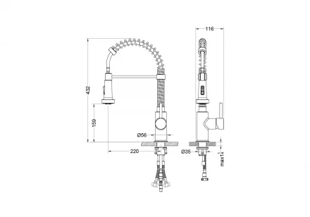 AQUATEK ЕВРОПА AQ1387CR cмеcитель для кухни 2 jet