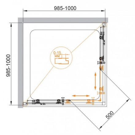 Cezares ECO-O-A-2-NERO 100x100 душевой угол стекло прозрачное