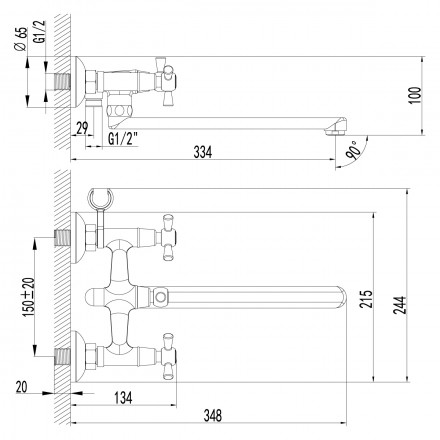 Lemark Contour LM7451C смеситель для ванны и душа