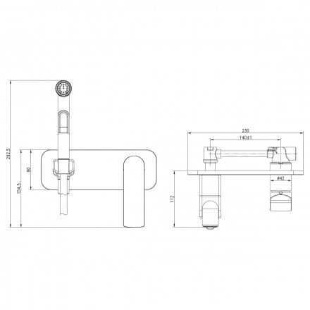 Lemark Allegro LM5919CW смеситель с гигиеническим душем, встраиваемый