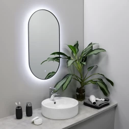 Fixsen LedFX-3080F Зеркало  с подсветкой  овальное 40х80 см графит