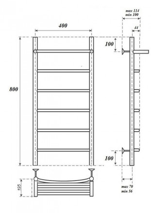 POINT PN04148PE П5 400x800 с полкой полотенцесушитель электрический