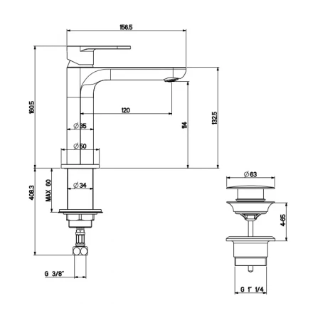 GATTONI H2Omix7000 А0002438985 Смеситель для раковины с донным клапаном хром