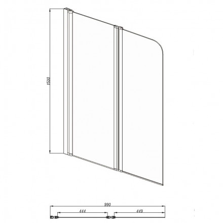 Aquatek AQNFB6222-100 Шторка на ванну поворотная 1000x1500, хром