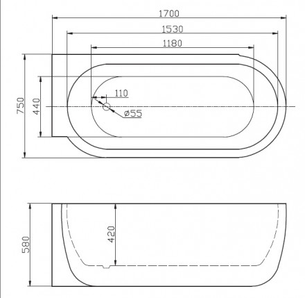 Belbagno BB11-1500 Акриловая ванна 150x70 левая
