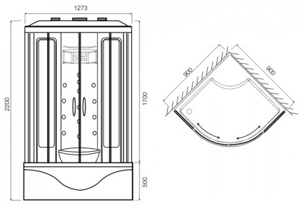 Am.Pm Sense Deep 6 W76C-696A090MTE душевая кабина 90x90