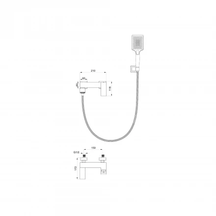 Wonzon &amp; Woghand Fit WW-88639009-CR Смеситель для ванны с душем черный матовый