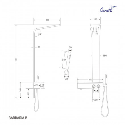 Cerutti CT9657 BARBARIA B Панель душевая