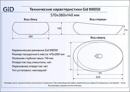 Gid N9050 раковина