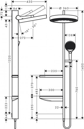 Hansgrohe Rainfinity Showerpipe 360 26842000 Душевая стойка