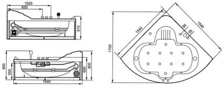 EAGO AM505-2JDCLZ Акриловая ванна 154x154