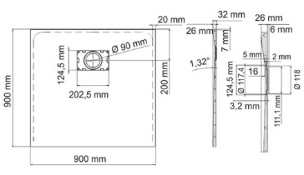 WasserKRAFT Main 41T03 Душевой поддон 90x90
