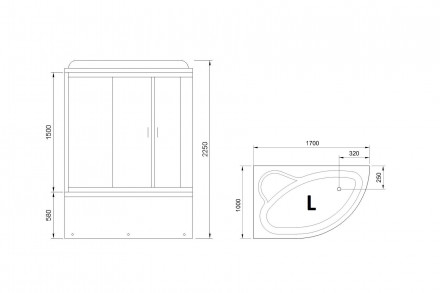 RB 170ALP-T-CH душевая кабина 170x100x225 правая