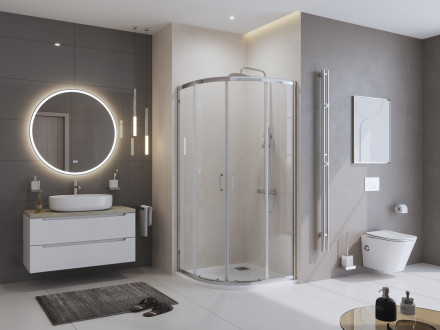 BelBagno UNO TRAY-MR-UNO-R-80-550-35-W-CR душевой поддон из искусственного мрамора в комплекте с сифоном