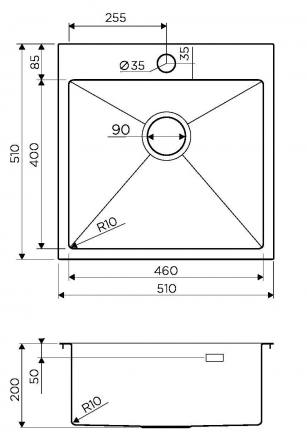 Omoikiri Akisame 51-LG мойка 510x510 светлое золото