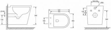 Ceramica Nova Highlight CN1804 Унитаз подсвесной безободковый