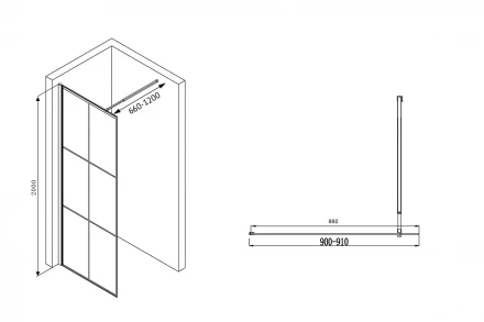 ABBER Immer Offen AG62090B душевая перегородка