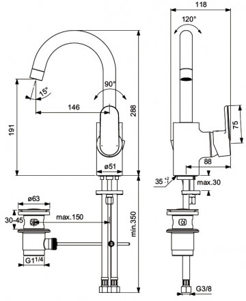 Ideal Standard Vito B0410AA Смеситель для раковины