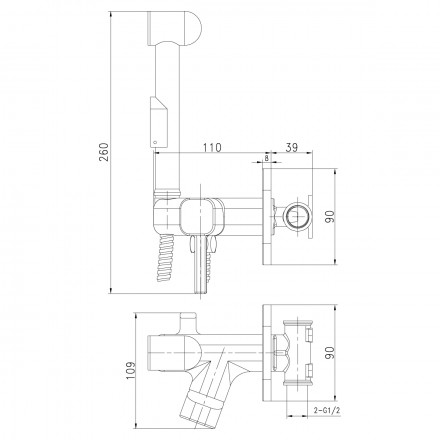 Lemark Solo LM7165C смеситель с гигиеническим душем, встраиваемый