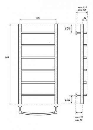 POINT PN04148E П6 400x800 полотенцесушитель электрический
