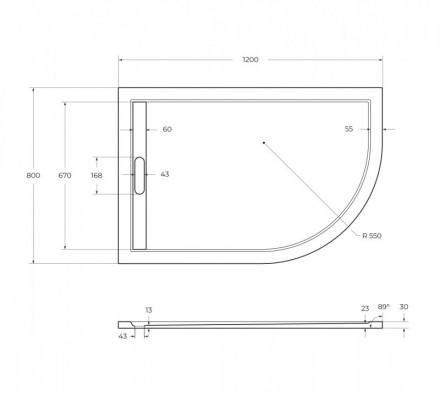 CEZARES TRAY-AS-RH-120/80-30-W-L поддон из искусственного мрамора
