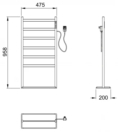 Wonzon &amp; Woghand Essen WW-A406-BR Полотенцесушитель электрический напольный брашированный никель