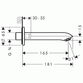 Hansgrohe Metris 31494000 Излив для ванны 165 мм