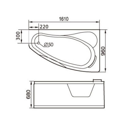 Gemy G9046 B Акриловая ванна 160x95 правая