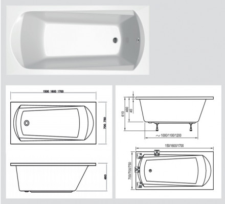 Ravak SET Domino Plus 170x75 Акриловая ванна 3 в 1