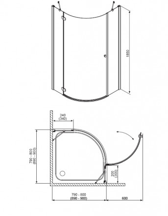 Radaway Torrenta PDJ 90x90L Душевой угол стекло графит