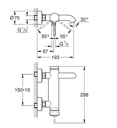 Grohe Essence New 33624001 Смеситель для ванны
