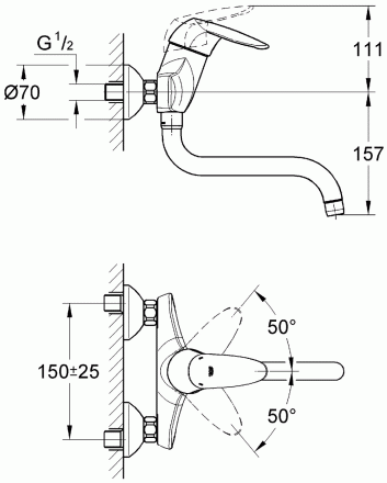 Grohe Eurodisc Cosmopolitan 33772002 Смеситель для кухни настенный
