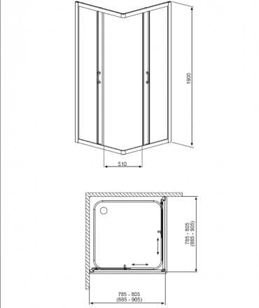Radaway Premium Plus C 80х80 Душевой угол стекло графит