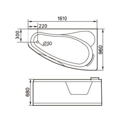 Gemy G9046 K Акриловая ванна 160x95 правая