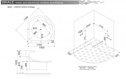 SSWW WHALE 150x150 акриловая ванна с гидромассажем