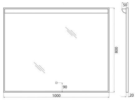 Belbagno SPC-UNO-1000-800-TCH Зеркало 1000x50x800