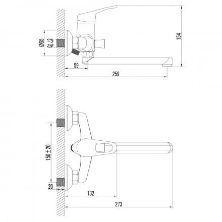 Lemark Omega LM3110C смеситель для ванны и душа