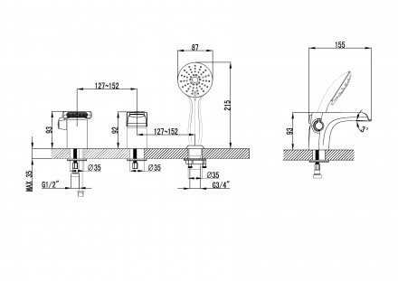 Lemark Shift LM4345Cсмеситель на борт ванны