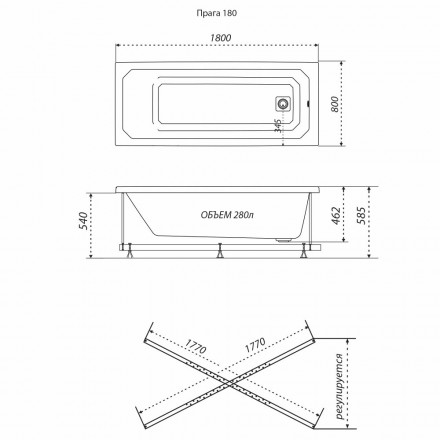 Triton Прага 180 акриловая ванна 180x80