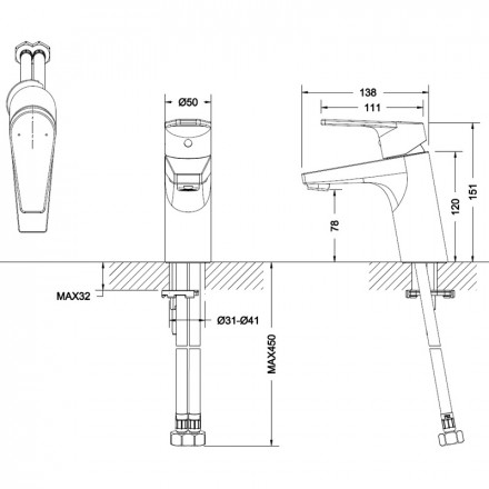 Bravat Line F15299C-1 Смеситель для раковины