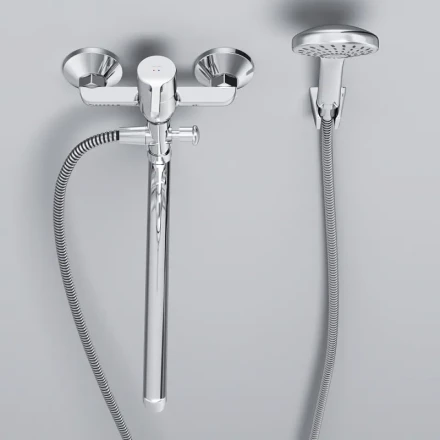AM.PM X-Joy S F85B90100 Смеситель для ванны и душа с длинным изливом и душевым набором хром