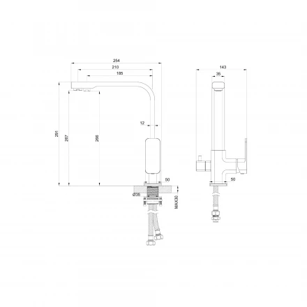 Wonzon &amp; Woghand WW-88458004-BG Смеситель для кухни c подключением фильтра брашированное золото