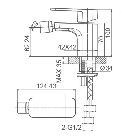 Wonzon &amp; Woghand Arnie WW-695001-CR Смеситель для биде черный матовый