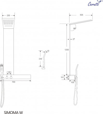 Cerutti CT9661 SIMONA W Панель душевая
