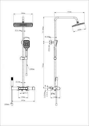 Wonzon &amp; Woghand Muse WW-B4129-MW Душевая система с термостатом белый матовый