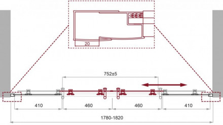 Belbagno UNO-195-BF-2-180-C-Cr Душевая дверь в нишу