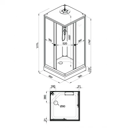 Triton Вельвет-К 90x90 А душевая кабина квадратная