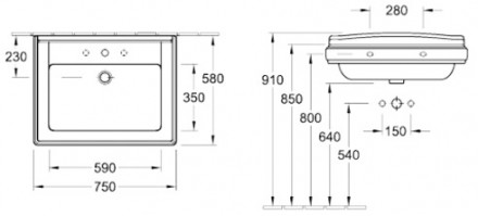 Villeroy &amp; Boch Hommage 710175 раковина 75x58